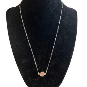Love, Poppy Jewels Druzy Coin Pendant - Silver Chain NEW SKU3509
